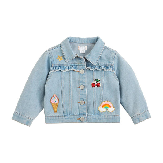 Mud Pie Denim Ruffle Patch Jacket