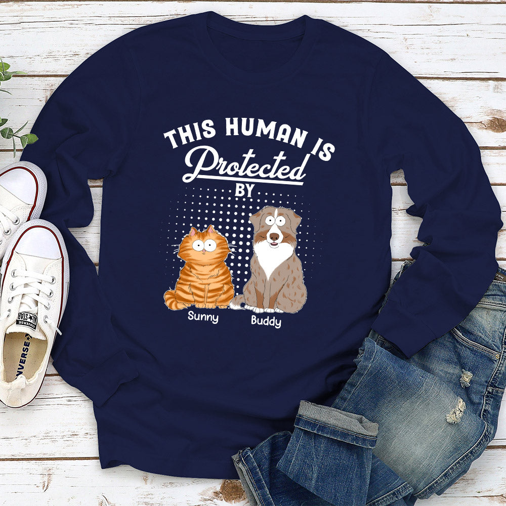 Protected By My Pet - Personalized Custom Long Sleeve T-shirt