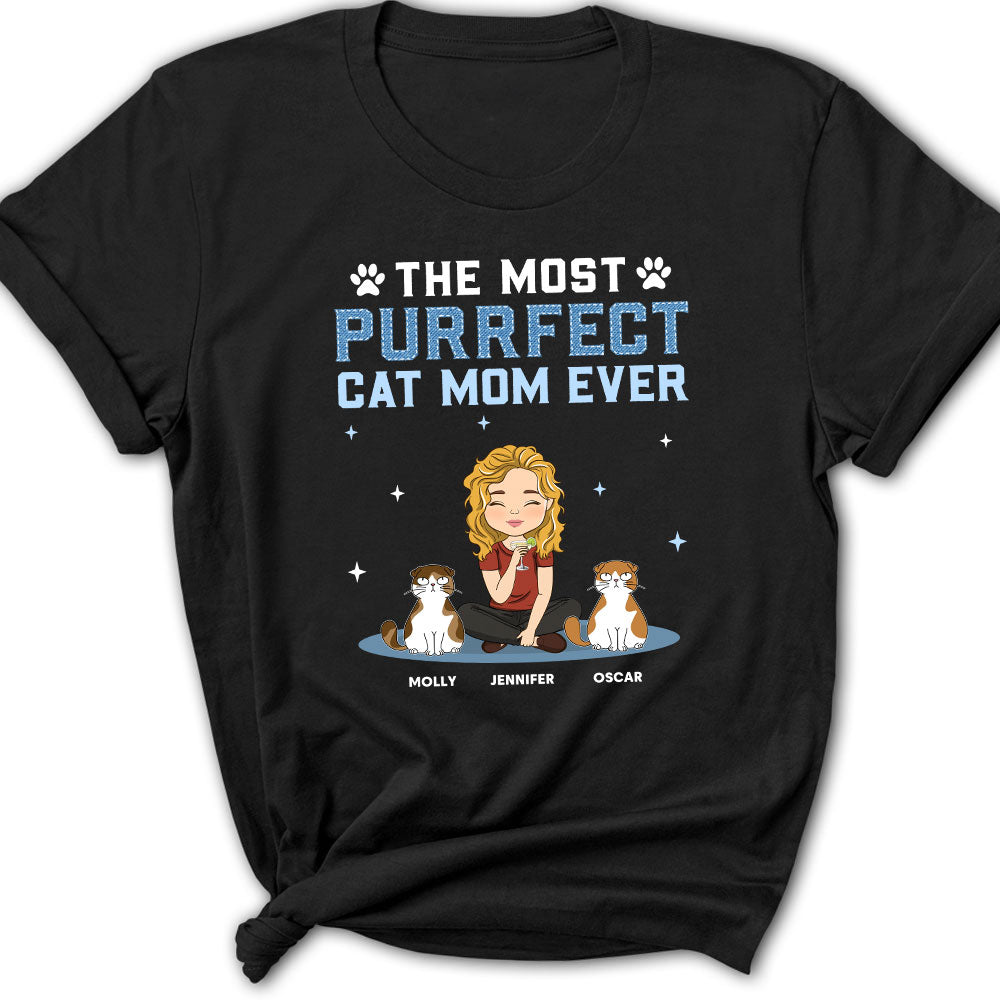 The Most Purrfect Cat Dad Ever - Personalized Custom Women's T-shirt