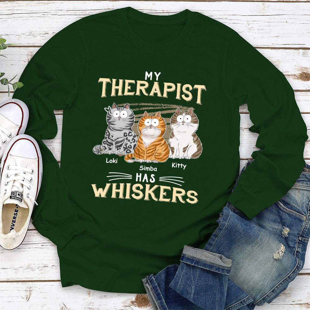 My Therapist Has Whiskers - Personalized Custom Long Sleeve T-shirt