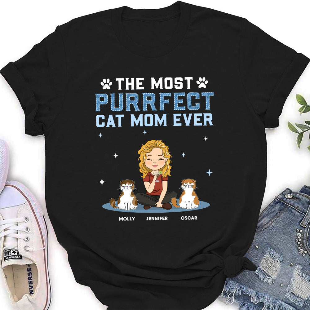 The Most Purrfect Cat Dad Ever - Personalized Custom Women's T-shirt