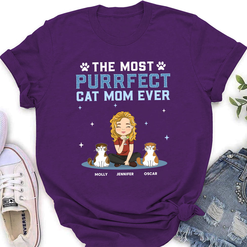 The Most Purrfect Cat Dad Ever - Personalized Custom Women's T-shirt