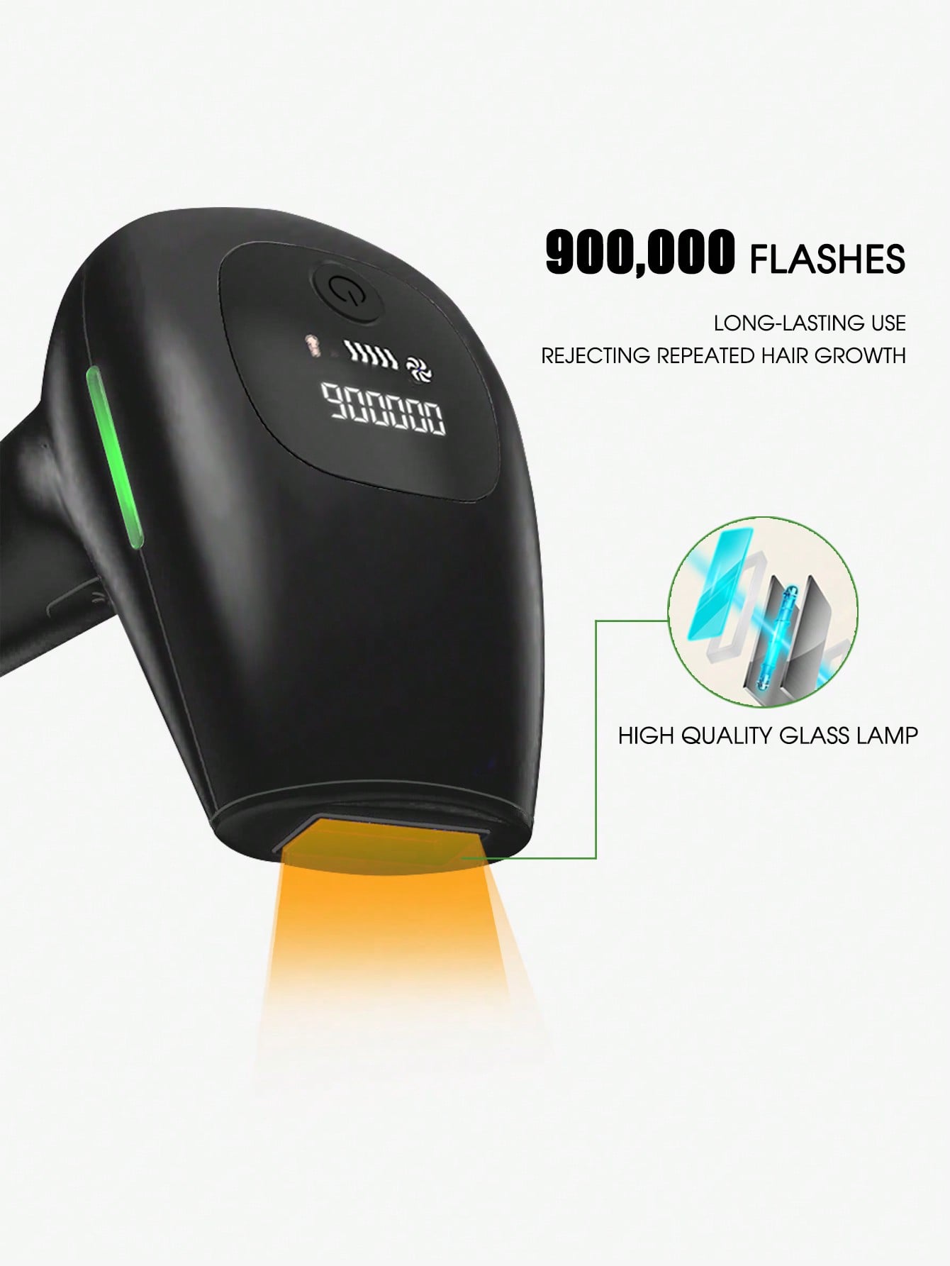 1pc Black Plug Powered Epilator 999,999 Flashes Hair Removal Device for Women Body A8X202-2