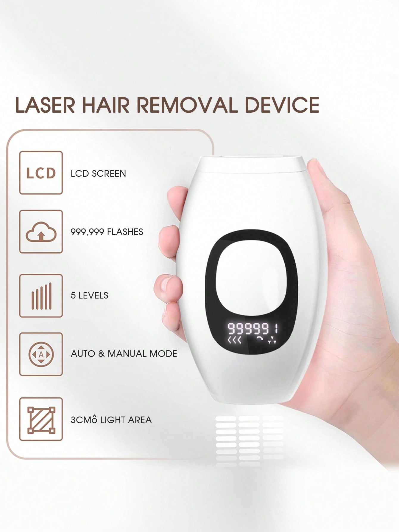 1pc White Plug Powered Epilator 999,999 Flashes Hair Removal Device for Women Body A8T102-2