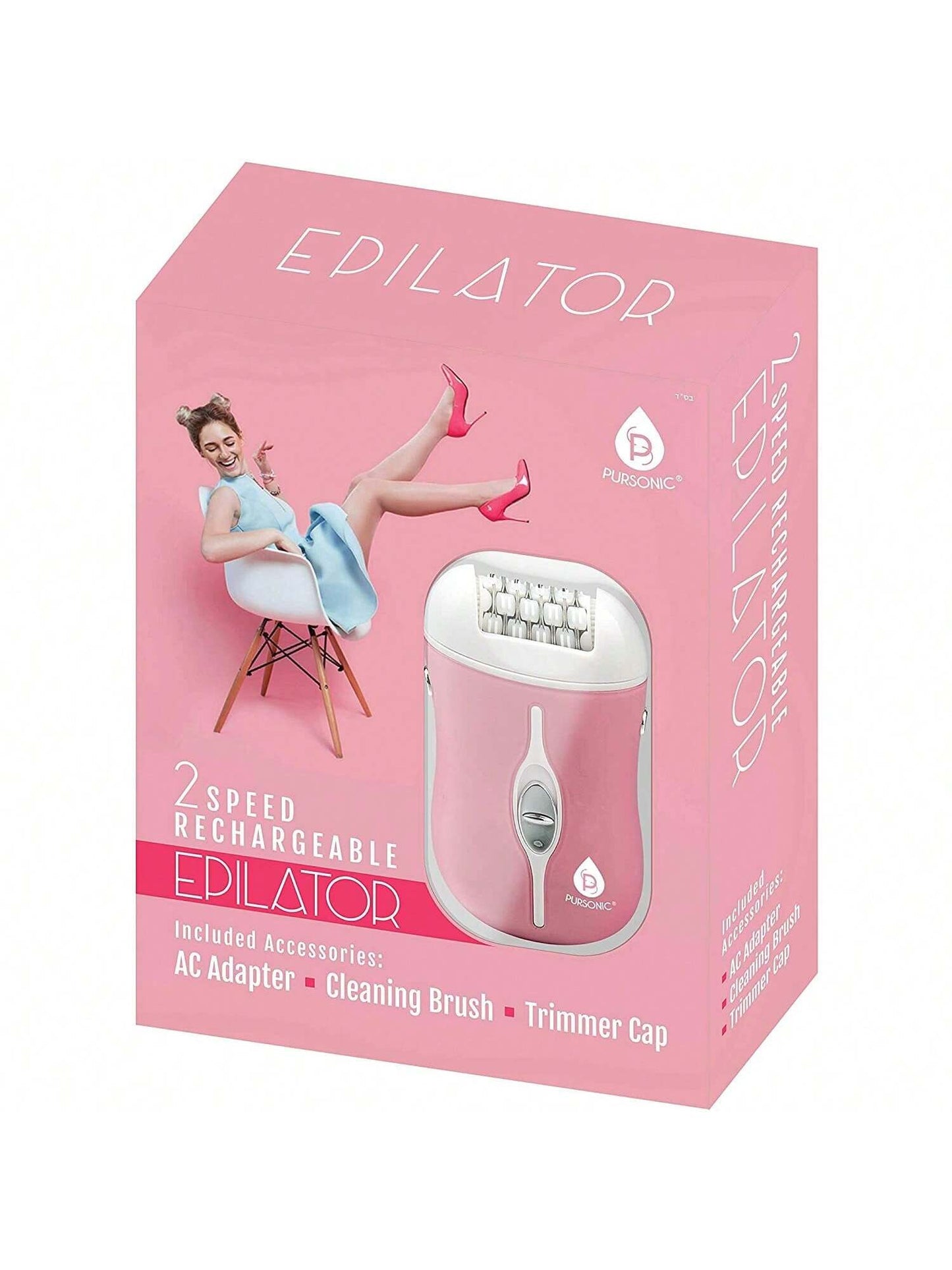 PURSONIC PURSONIC Two Speed Rechargeable Epilator, Pink
