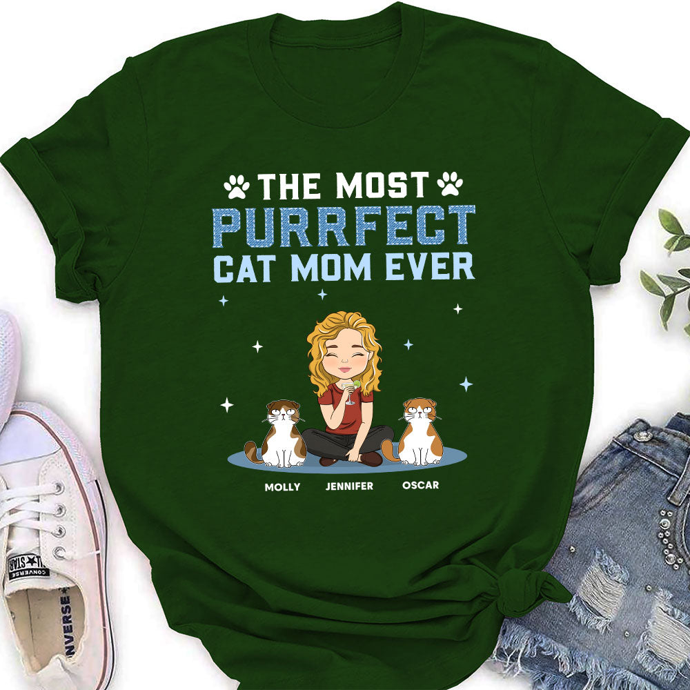 The Most Purrfect Cat Dad Ever - Personalized Custom Women's T-shirt
