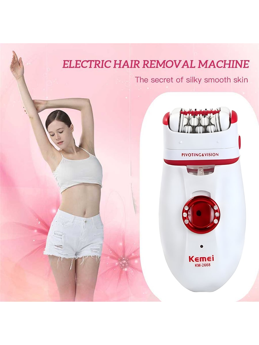 Kemei Km-2668 Women'S 2-In-1 Epilator & Shaver For Underarms & Whole Body Hair Removal