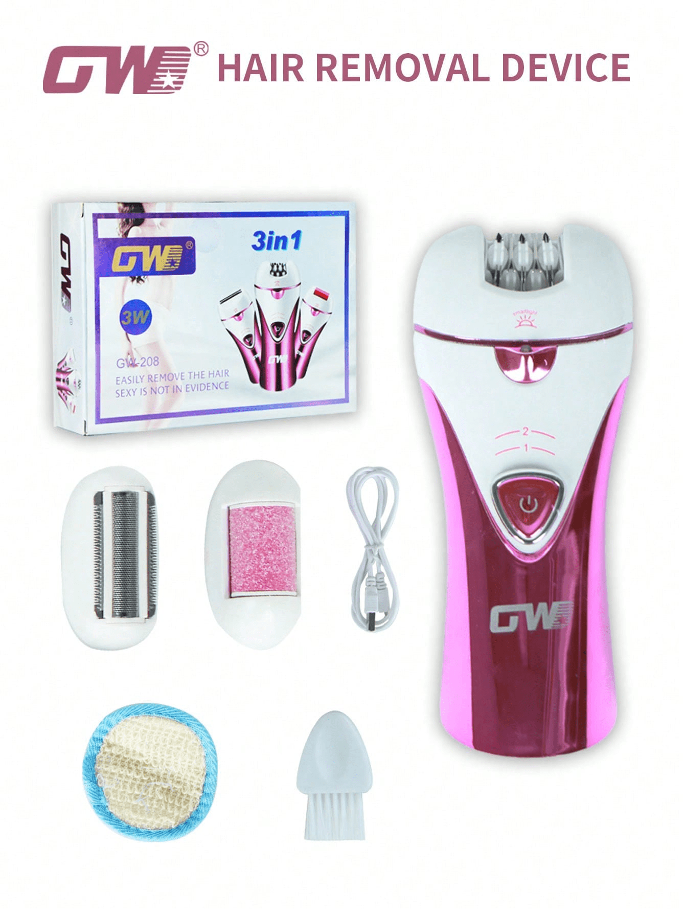 Electric Razor For Women - 3 In 1 Shaver For Women Bikini Legs Armpit Face Wet & Dry Painless Rechargeable Trimmer 3 Changeable Trimmer Heads,Hair Removal Device With Cooling System/Unlimited Flashes, At-Home Painless Hair Remover For Face Leg Arm