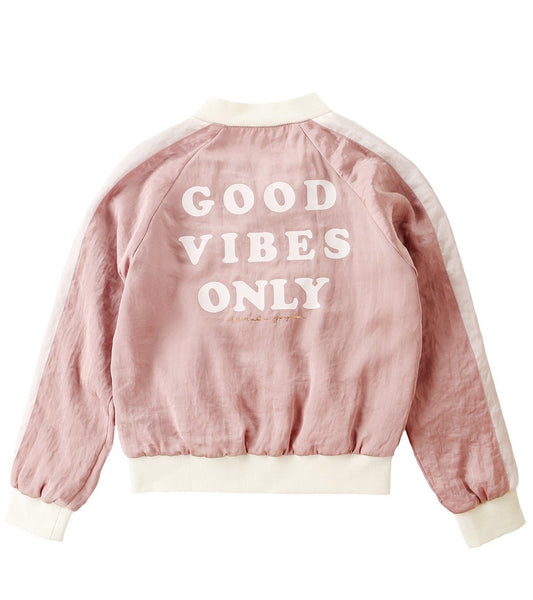 Spiritual Gangster Toddler Girls Good Vibes Only Satin Jacket - 8