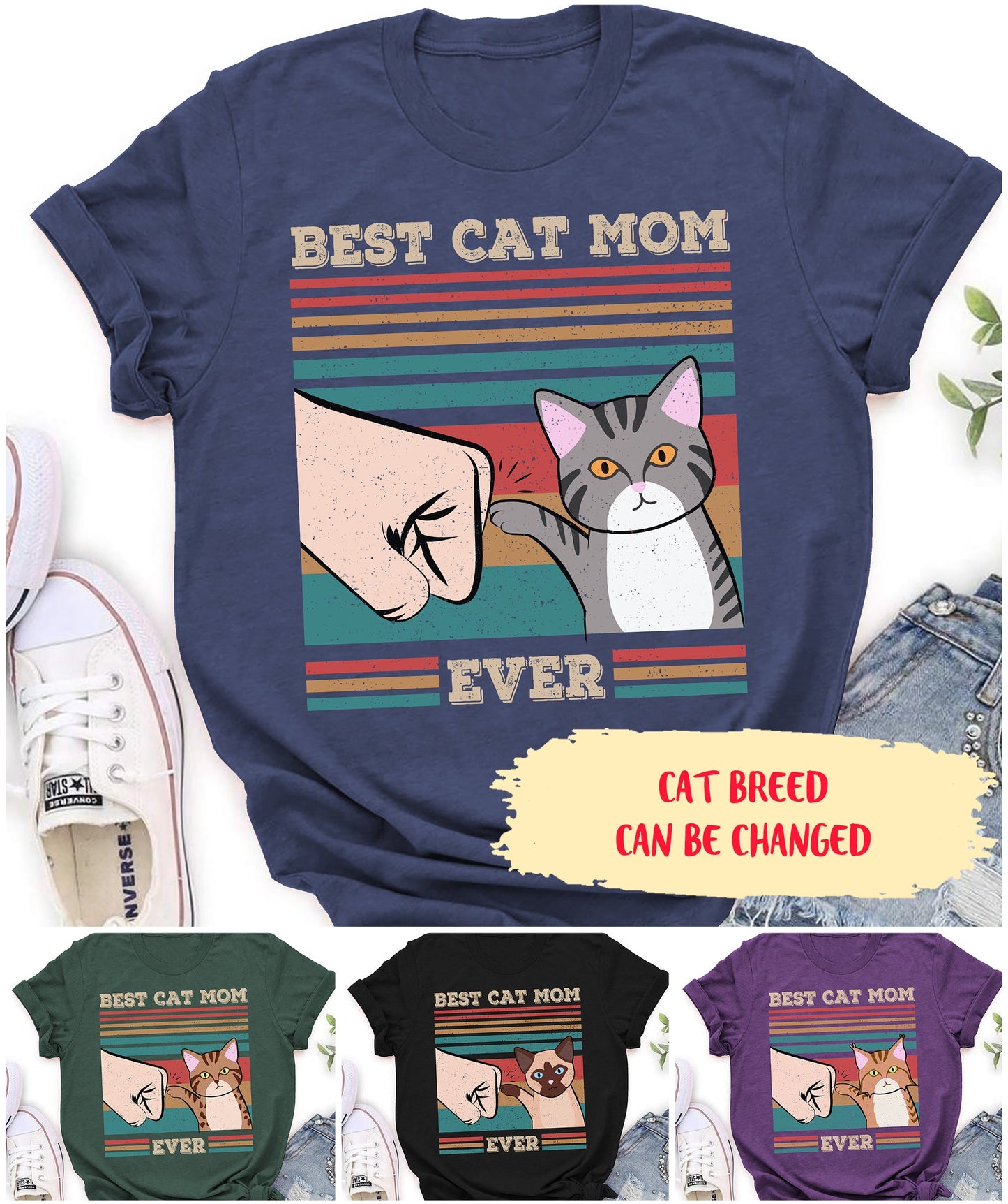 Best Cat Mom Ever - Personalized Custom Unisex T-shirt - Gifts For Cat Lovers