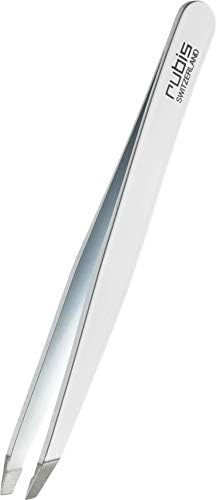 Rubis Tweezers Slanted Tips Epoxy Coated Stainless Steel White