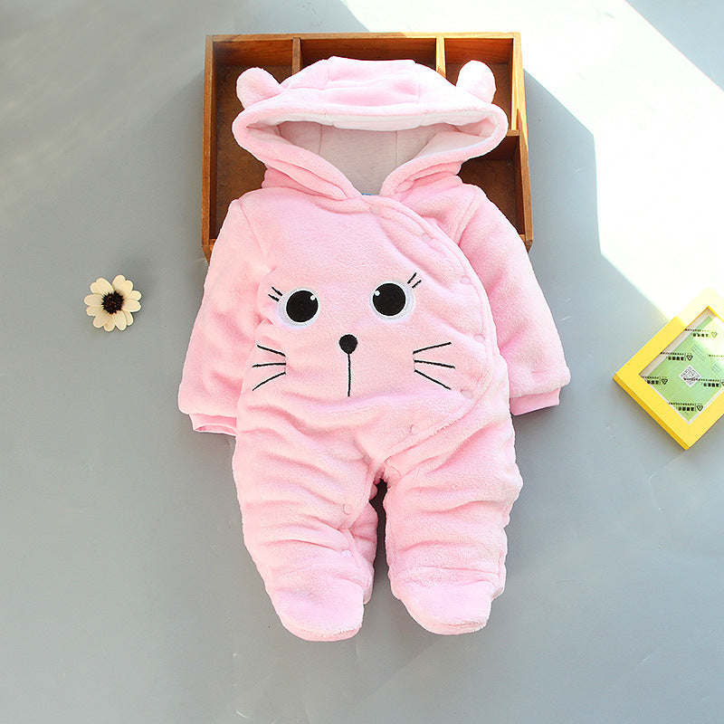 Snuggly Fleece Baby Hooded Romper