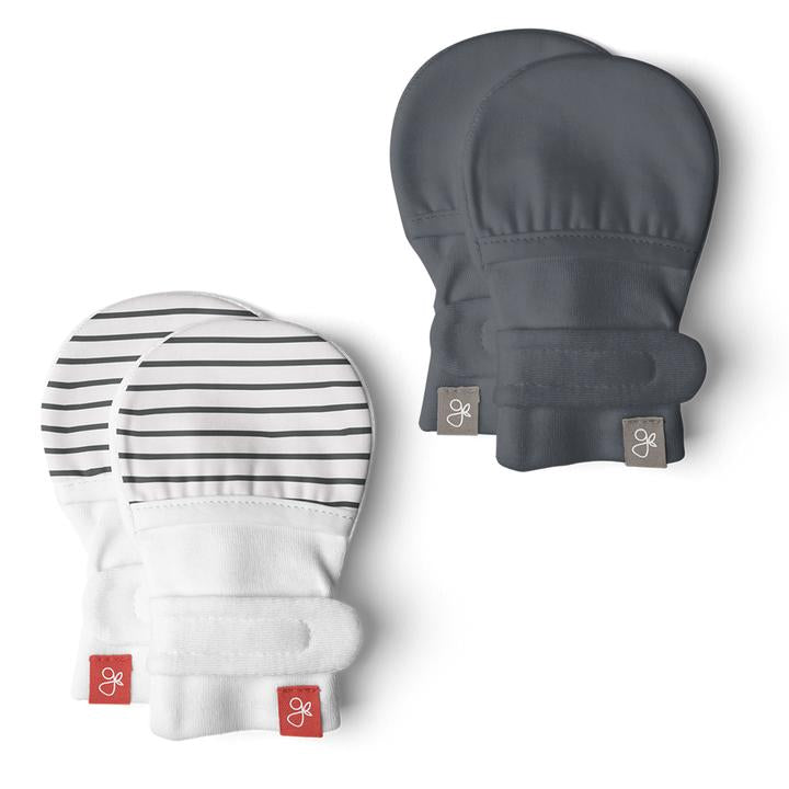 Goumi Mitts 2 Pack - Striped Grey, Midnight 0-3 M