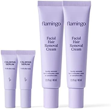 Flamingo Facial Hair Removal Cream - 1.35 fl oz - Pack of 2 - Gentle Formula - Safe for Sensitive Skin
