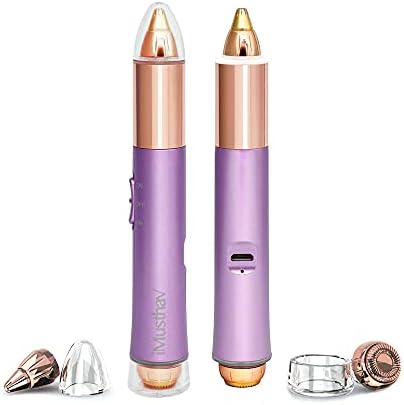 iMusthav Dual Function Brow & Facial Hair Remover USB Rechargeable. Precision “Pencil-tip” 18K Gold Plated Heads 360-degree LED Light. All Your Facial Hair Removal Needs in one Unit (Amethyst)