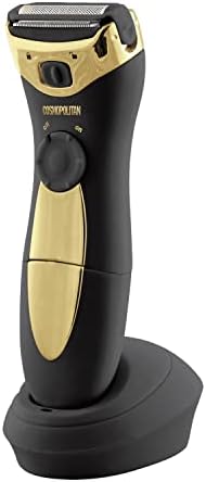 Cosmopolitan Electric Shaver for Women, Cordless Razor for Shaving Legs, Underams and Pubic Hair, Bikini Trimmer & Hair Removal Device for Ladies, Rechargeable, Portable Lady Shaver, Black & Gold