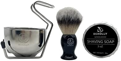 4pcs Shaving Kit for Men by Echolly-Shaving Cream Mens Shaving Soap Brush Set-Includes Shaving Bowl,Shave Soap,Stand,Shave Brush-Perfect Gifts for Men,Fathers