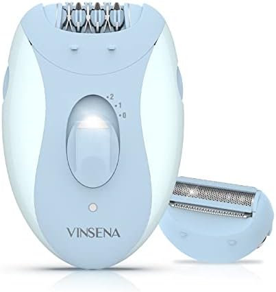 Epilator for Women, VINSENA 2 in 1 Electric Epilators Hair Removal Kit, Cordless Hair Epilator for Women with Epilator Head & Shaver Head, for face, Underarms, Legs, Arms, Bikini, with LED Light