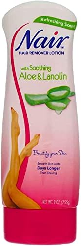 Nair Hair Remover Lotion For Legs & Body Aloe & Lanolin 9 oz (Pack of 4)