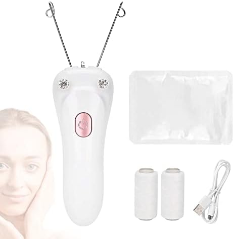 Facial Hair Remover, Electric Women Cordless Facial Threading Epilator Ladies Beauty Hair Remover USB Rechargeable Facial Trimmer Cotton Threading Hair Shaver