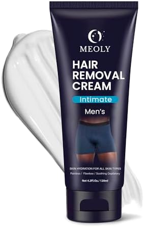Public and Private Hair Removal Cream for Men - Hair Remover for Men - Easy & Effective Painless Depilatory Cream for Manscaping Unwanted Coarse Male Hair - Suitable for All Skin Types and Sensitive