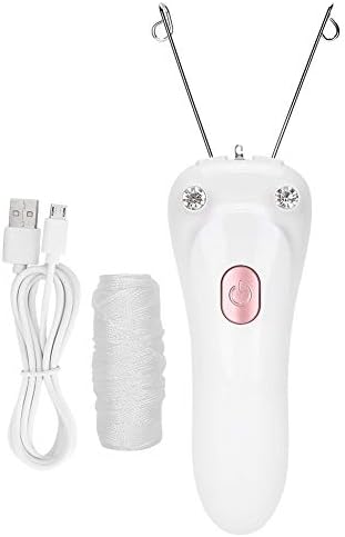 Threading Hair Removal, Facial Hair Remover Electric Face Eyebrow Threading Epilator USB Charging Cotton Thread Depilation Machine Device for Women Girls Ladies (Pink)