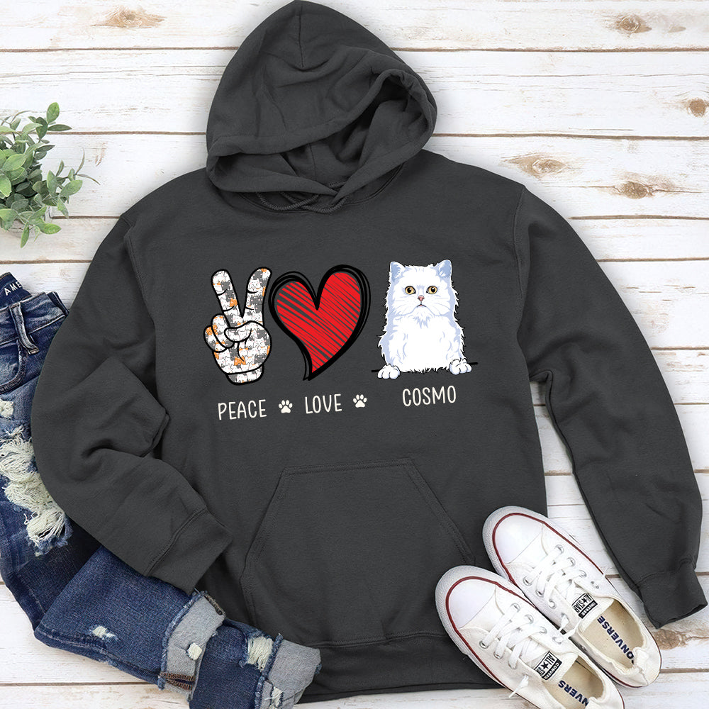 Peace Love Cat - Personalized Custom Hoodie