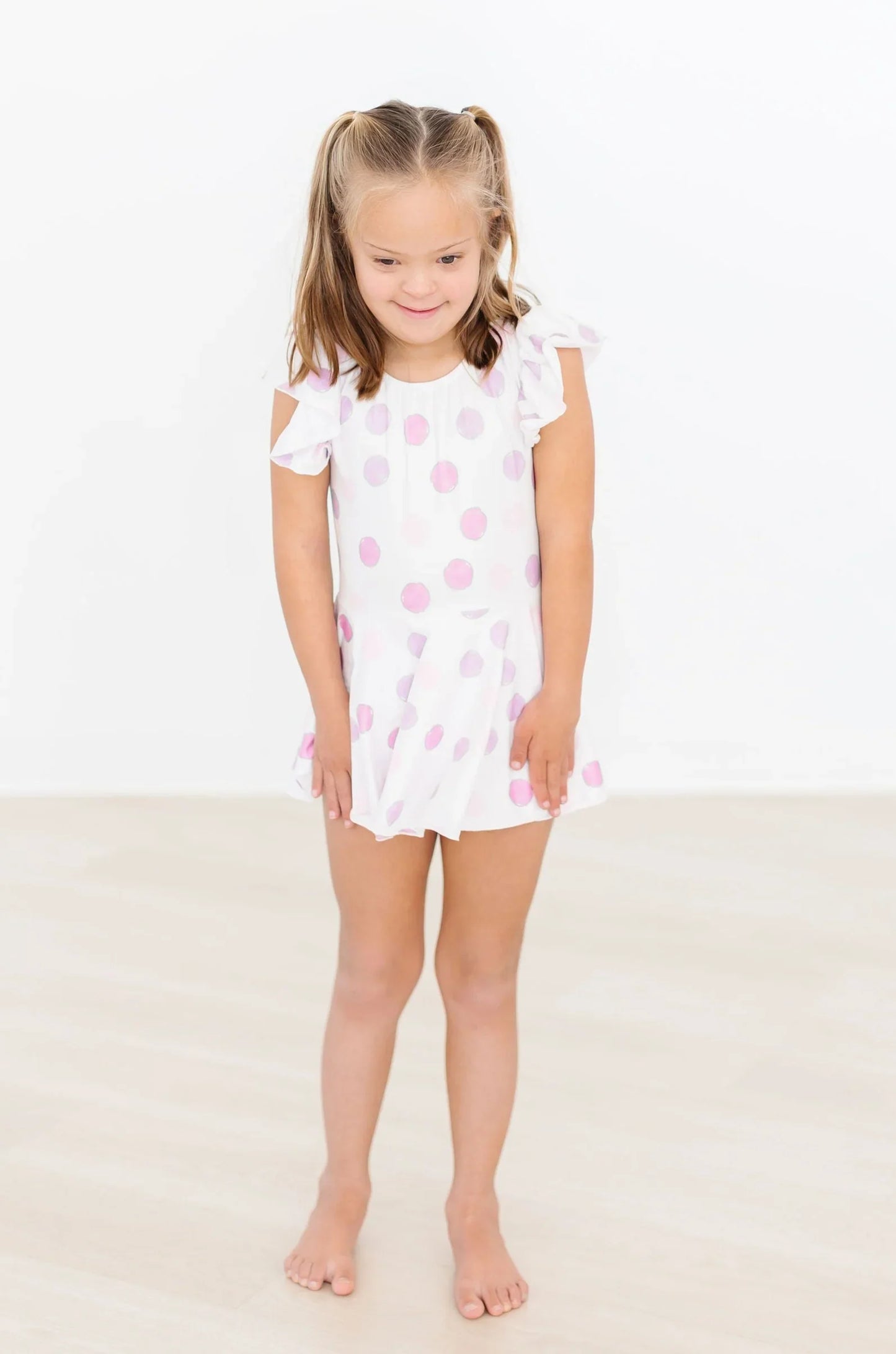 Mila & Rose- Pastel Polka Dot S/S Twirl Leotard