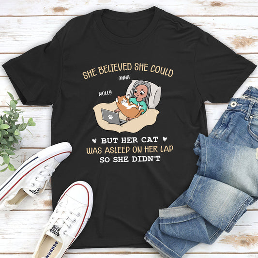 Her Cat Was Asleep - Personalized Custom Unisex T-shirt