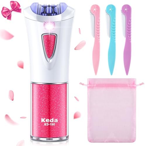 Tondiamo 4 Pcs Epilator with Light for Women Smooth Glide Epilator LED Face Hair Facial Epilator Hair Remover Smooth Glide Epilator for Women Bikini Leg Hair Removal Cordless Razor Epilators