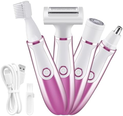Electric Razors - Shaver - Trimmer for Women: 4 in 1 Epilator Facial Hair Removal for Women Face Body Nose Hair Eyebrow Leg Bikini Pubic Underarms