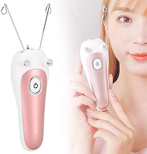 Facial Threading Hair Removal for Women, Facial Threading Hair Removal Machine Electric Hair Shaver Ladies Beauty Epilator Trimmer Cotton Threading Tool for Body Facial Pull Surface Device(Pink)
