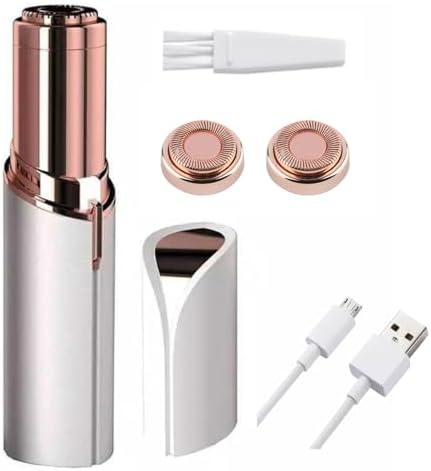 Facial Hair Remover for Women, Painless Hair Remover with 2 Extra Replaceable Blade Heads for Face, Eyebrows, Upper Lip, Armpits, First Generation… (Remover w/2 Head)