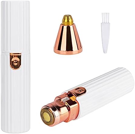 Facial Hair Removal for Women, Number-one 2 in 1 Eyebrow Epilator Electric Painless Facial Hair Remover, Rechargeable Waterproof Shaver with Built-in LED Light for Peach Fuzz Eyebrow Lip Hair (White)