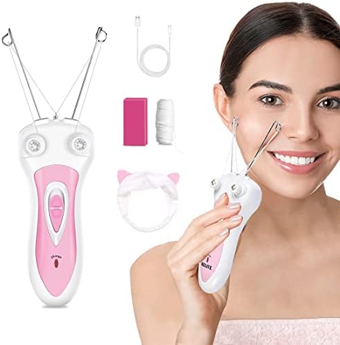 Ladies Facial Hair Remover, Electric Cordless Cotton Threading Epilator Lips Cheek Arm Leg Hair Removal Shaver Pull Faces Delicate Device Depilation
