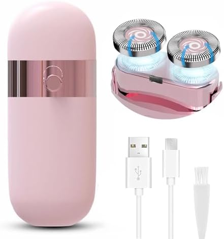 Facial Hair Remover for Women, Portable Flawless Epilator, Painless Electric Shaver for Face Chin Lip Bikini Arms Underarm with LED Light USB Charging