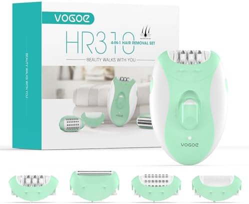 VOGOE Epilator for Women-Cordless Epilators Hair Removal for Women, 4-in-1 Electric Razor Hair Remover, 2 Speeds & 21 Tweezers for Face Legs Arms Armpit Bikini, Green HR310