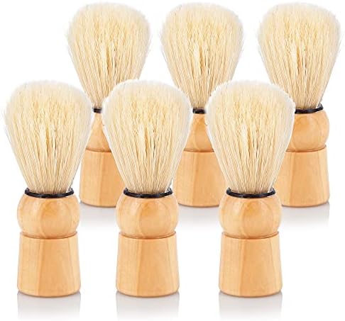 JUVITUS Shaving Brush - Boar Bristles & Wooden Handle - 6 Pack