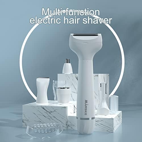 MARSKE Couples Bikini Electric Razors, 4 in 1 Couples Electric Shaver, Rechargeable Epilator Lady Hair Painless Shaver for Bikini Area/Nose/Armpit/Eyebrow/Facial Black White Shaver (White)