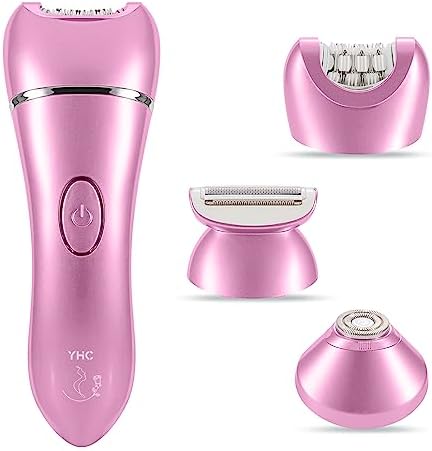 YHC Epilator for Women - Wet & Dry Lady Shaver for Legs, Underarms, Face, Bikini Hair Removal - Cordless, Waterproof, 3-in-1 Womens Electric Razor - USB Rechargeable (Purple).