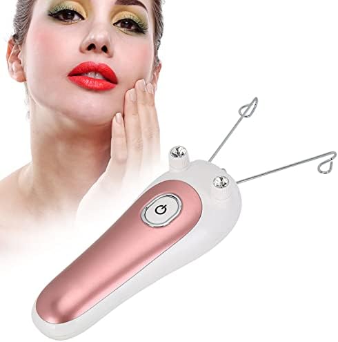 Cordless Electric Facial Threading Hair Removal for Women, Ladies Face Hair Remover Cotton Thread Epilator for Body Facial Fast Removing Very Fine Vellus Hair on Face & Chin [pink]