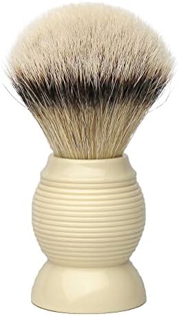 G.B.S Silvertip Badger Bristle Shaving Brush, Faux Ivory Resin Handle, Bristles Generates High Lather Shiny Handle, 4.5 Inches Tall