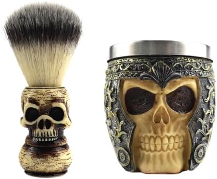 1 Set skull beard brush soap for men grooming kit for men mens shaving soap beard brush with bowl beard shaving brush vintage shaving mug and brush Shaving Tool Brush Miss resin