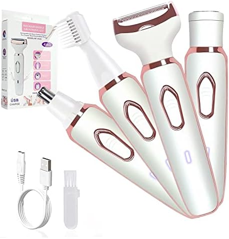 Electric Razor for Women,4-in-1 Lady Electric Shaver Hair Trimmer for Face Beard Mustache Arm Leg Armpit Bikini，Rechargeable Cordless Hair Clipper Facial Hair Removal for Women Man