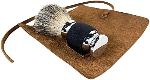 Hide & Groom, Shaving Brush Roll Handmade from Full Grain Leather (Brush Not Included) - Hygiene Organizer, Minimalist Style, Personal Care, Travel & Grooming Essentials - Bourbon Brown