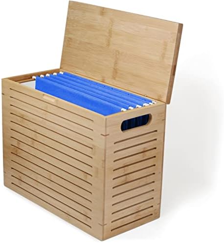 Premium Office Goods Desktop File Storage Organizer Hanging File Box for Letter Size File Folders Quality Hand Crafted Product Perfect for Home Office Natural Desktop Size