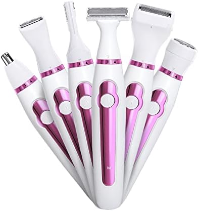 Electric Razor for Women,Painless 6 in 1 Womens Electric Face shavers for Body Hair Removal,depilacion for Brow,Nose,Legs,Underarms Bikini Area,Wet&Dry,Detachable Head Rechargeable pubic Hair Trimmer