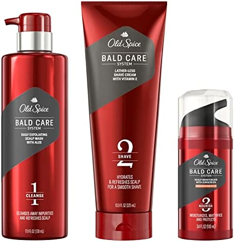 Old Spice Bald Care System with Exfoliating Scalp Wash, Shave Cream with Vitamin E and Scalp Moisturizer with Sunscreen