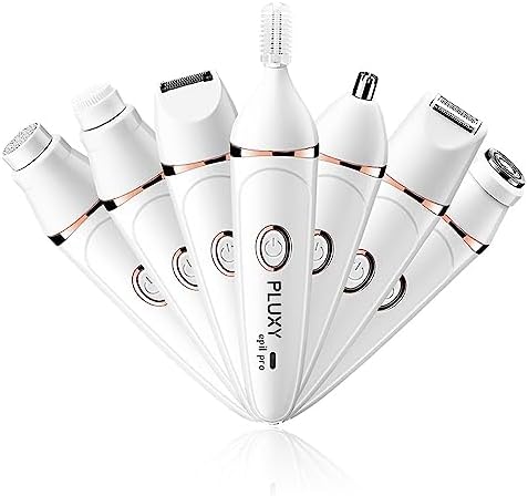 OFSLWJ Pluxy Epil Pro 3.0 Women Face Epilator Cordless Rechargeable Epilator for Women 5-in-1 Women Shaver Kit for Face,Hand,Legs, Underarms (7-in-1), White