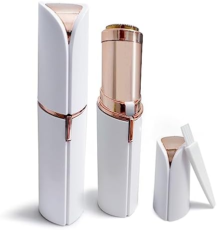 Luxury Facial Hair Removal Device for Women - Portable Best Face Shaver/Trimmer for Chin, Upper Lip in White & Gold